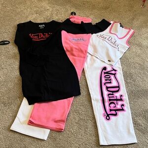 Von Dutch Black, Pink, and White Apparel Set